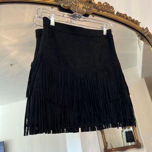 Fringe suede skirt